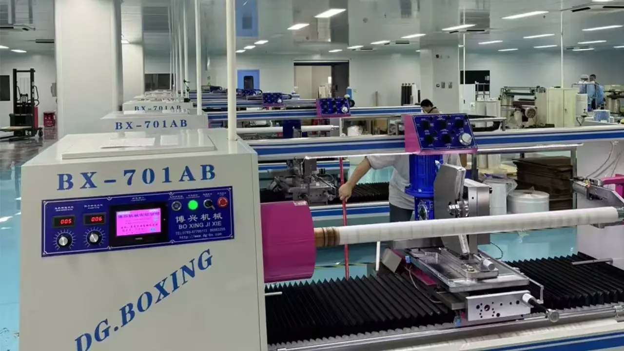 Roll slitting equipment in a tape converting workshop
