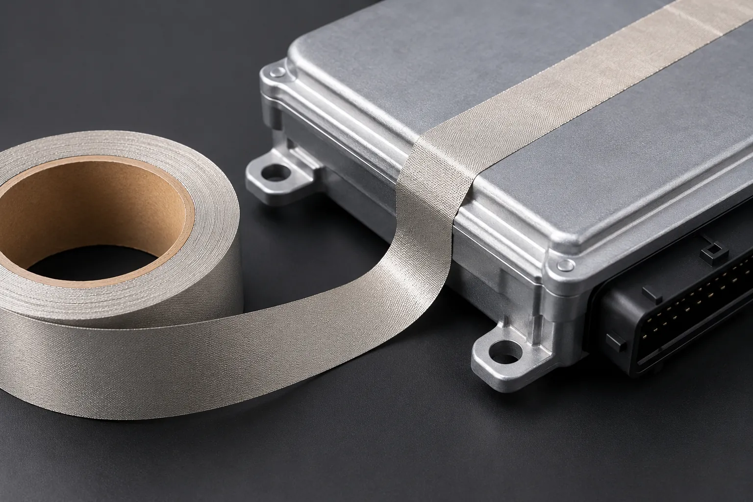 Conductive fabric tape used for automotive infotainment and ADAS module shielding