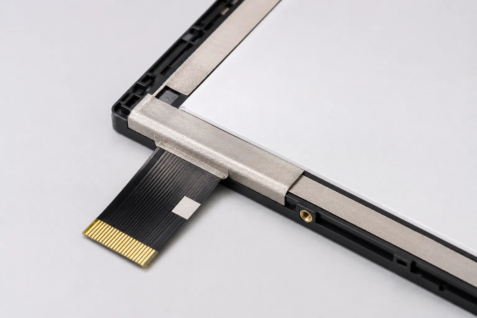 Conductive fabric tape used for display bezel and flex cable grounding